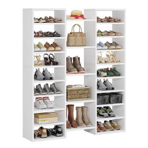 lot 820 image: LITTLE TREE Shoe Rack, 14 Tier Shoe Storage Cabinet 46 Pair Wooden Shoe Shelves Organizer with 22 Open Cubbies for Closet Hallway Bedroom Entryway - Retail $178.95