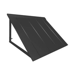 lot 834 image: Awntech 4 ft. Houstonian Standing Seam Metal DoorWindow Awning Fixed Outdoor Canopy 56 Inch W x 24 Inch Proj, Black - Retail $343.94