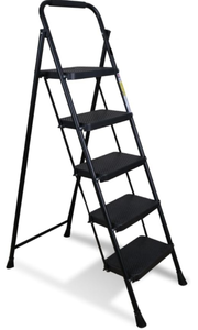 lot 838 image: 6 Step Folding Ladder with Wide Anti-Slip Pedals, Sturdy Lightweight Steel, Automatic Locking Buckle,