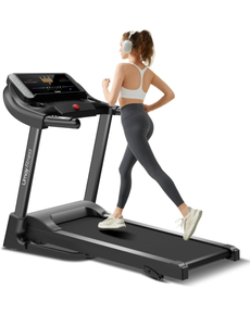 lot 11340 image: UMAY Fitness Home Folding Incline Treadmill with Pulse Sensors, 3.0 HP Quiet Brushless, 300 lbs Capacity (Black or Gray)