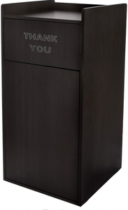lot 11357 image: Alpine Industries 40 Gallon Wood Trash Can - Large Indoor Receptacle Enclosure with Drop Hole and Tray Shelf - Great for Restaurants, Cafeterias, Food Courts (Black)