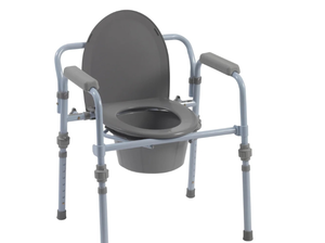 lot 11359 image: Folding Bedside Commode with Bucket and Splash Guard