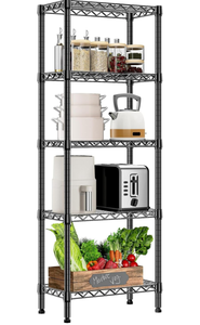 lot 11368 image: MZG 450 lbs Storage Shelves 5 Tier Shelving Units for Storage, Steel Organizer Wire Rack, Adjustable Height, Wire Shelving Unit for Bathroom Kitchen Closet, Black 11.8 D x 21.7 W x 58.3 H