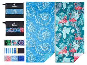 lot 11369 image: 2 Pack Lightweight Thin Beach Towel Oversized 71x32Big Extra Large Microfiber Sand Free Towels for Adult Quick Dry Travel Camping Beach Accessories Vacation Essential Gift Blue Shell
