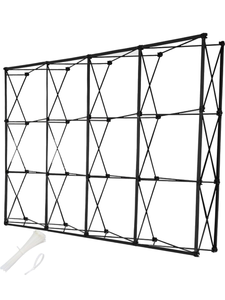 lot 11382 image: Portable Pop Up Display Stand, Tension Backdrop Booth Frame, Fabric Trade Show Exhibit Display Booth with Zips