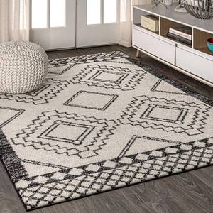 lot 11387 image: Amir Moroccan Beni Souk CreamBlack 9 ft. x 12 ft. Area Rug - Retail $232.99
