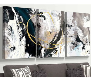 lot 11388 image: Extra Large Textured Canvas Wall Art �� Modern Abstract Black and White Painting for Living Room, Office, Dining Room Decor, 71x36