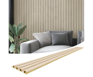 lot 11393 image: Art3d 8-Pack 96 x 6in. WPC Acoustic Slat Wall Panel for Modern Interior Decor, TV Background, Living Room, White Ash