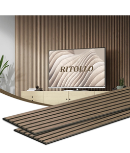 lot 11407 image: Wood Panels for Wall, 94.5�11 Acoustic Wall Panels for Interior Decor, 3D Wood Slat Sound Absorbing Wooden Paneling for Living Room Bedroom, Walnut 2 Pack