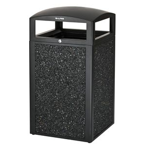 lot 11414 image: Alpine Industries Steel Outdoor Trash Can with Dome Lid 40-Gallon Gray Stone (471-40-GRYS) - Retail $837.99