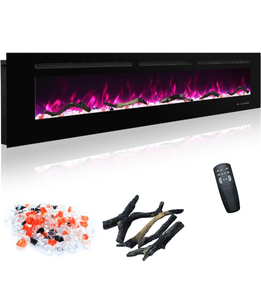 lot 11425 image: Electric Fireplace 68 In, Wall Mounted & Recessed Electric Fireplace Inserts, Remote & Touch Screen Control, 169 Flame Color Combinations, Timer & Thermostat Fireplace Heater, 1500W, Black