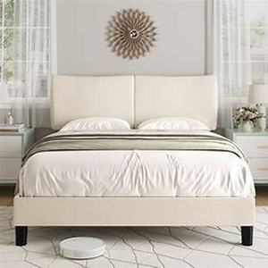 lot 11426 image: queen bed frame beige Y-JOC-C-1622