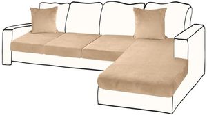 lot 1799 image: BT.WA Sectional Couch Covers for 4-Piece Seat Cushion Velvet Separate L Shape Couch Cover Stretch Sofa Slipcover with 2 Pieces Pillowcases Furniture Protector (Sofa 3 Seater  1 Chaise, Camel)