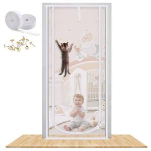 lot 1802 image: Reinforced Cat Screen Door, 40X84�� Heavy Duty Pets Proof Screen Door with Bilateral Zipper, Prevent Dogs Cats Running Out from Home, Bedroom, Living Room, Kitchen Patio Door (White)