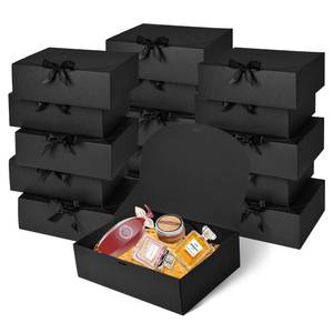 lot 1833 image: WLUSEAXI 12Pack Black Gift Boxes with Lids, 12�9.8�3.1 Inch Groomsmen Proposal Box, Luxury Black Gift Box with Ribbon for Bridesmaid Box, Graduation, Christmas, Wedding, Birthday, Party
