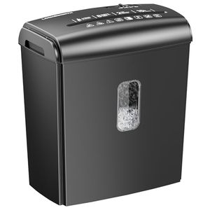 lot 1834 image: Locksworth 8-Sheet Micro Cut Paper Shredder P-4 High Security for Home Office Use with Handle, Shreds Credit CardStaple 4 Gallons(Black) Visual Window Wastebasket