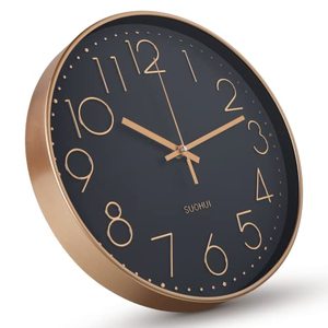 lot 1836 image: SUOHUI Silent Wall Clock 12 Inch Non-Ticking Wall Clocks Battery Operated for Living Room Decor Modern Wall Clock for HomeBedroomOfficeClassroomSchool(Rose Gold)