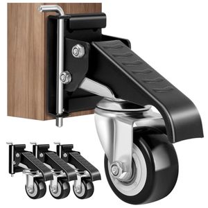 lot 1838 image: SPACECARE Workbench Casters kit 600Lbs Heavy Duty Quick Release 2 Mounting Options Retractable Workbench Stepdown Caster Wheels Adjustable Polyurethane Durable Steel Construction (Set of 4)