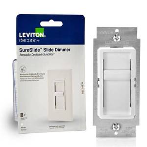 lot 2030 image: Leviton Decora SureSlide White 600 W Slide Dimmer Switch 1 pk
