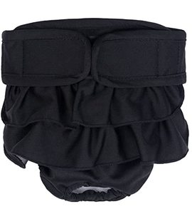 lot 2140 image: ACDOK Dog Sanitary Panties Pet Panties for Girl Dogs Period, Washable & Reusable Female Dog Diapers (X-Large, Black)