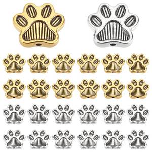 lot 2142 image: PH PandaHall 80pcs Dog Paw Beads, Metal Animal Footprint Charms Tibetan Spacer Beads for DIY Crafts Earring Bracelet Jewelry Making, Antique SilverGolden, Hole 1.4mm