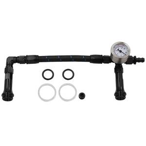 lot 2148 image: LVOUP 4150 Carburetor Fuel Line Kit AN6 Dual Feed Fuel Line with Pressure Gauge for Holley Black with Pattern