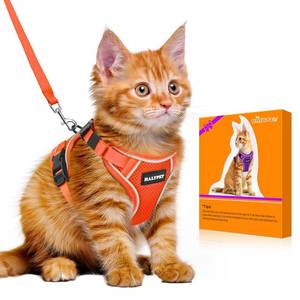 lot 2150 image: Halypet Cat Harness and Leash Set MAX Safety 4th-Gen Upgrade Escape Proof Adjustable Cat Leash Comfortable Soft Vest Easy to Wear Kitten Harness with Reflective Strip for Cats Walking, S Orange