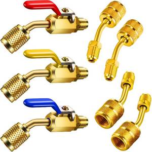 lot 2158 image: Mudder 7 Pieces Air Conditioning Refrigerant Angled Compact Ball Valve 14 Inch for R410A R134A R12 R22 HVAC and R410A Adapter 516 Inch Female to 14 Inch Male Flare for Mini Split System