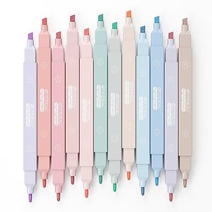 lot 2162 image: GOTIDEAL Aesthetic Cute Pastel Highlighters set, Dual tip 12 Pack No Bleed Bible Highlighters for office, School study accessory supplies