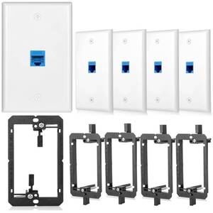 lot 2172 image: Ethernet Wall Outlet Cat6 Plate RJ45 Keystone Jack Gifts Network Blue 1 Port 2 Inline Coupler Connector Box Cover with Low Voltage Mounting Bracket Internet Interconnect Panels Cable