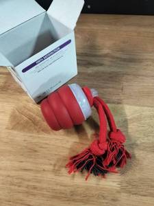 lot 2486 image: Red Kong Rubber Dog Toy with Rope