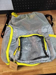 lot 2498 image: Vicegari Gray Mesh Backpack with Neon Yellow Zippers