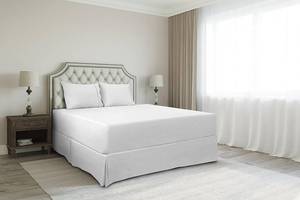 lot 5331 image: Bed Skirt 850TC Hotel Quality 100% Egyptian Cotton Bed Skirt 24 Drop Length Queen Size White Solid