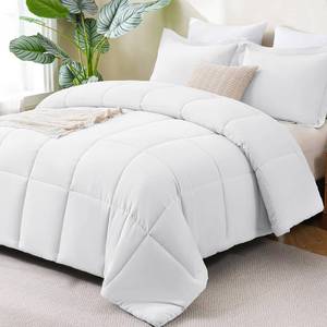 lot 5343 image: CozyLux King Size Comforter Set - White Comforter King Size, 3 Pieces Box Stitched Bed Set for All Seasons, Soft Lightweight Bedding Sets with 1 Down Alternative Comforter and 2 Pillow Shams