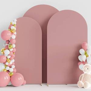 lot 5346 image: Wokceer Wedding Arch Cover (7.2FT, 6.6FT, 6FT) Set of 3 Spandex Fitted Wedding Arch Stand Covers for Round Top Chiara Arch Backdrop Stands Cover for Birthday Party Banquet Decor Light Dusty Rose