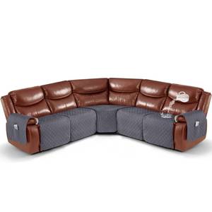 lot 5357 image: Ruaozz Extra Large Recliner Sectional Couch Covers Waterproof Couch Cover for Reclining L Shape Sofa 5 Seat Reclining Sectional Couch Covers with Pockets (L Shape 5 Seat Recliner Cover Dark Grey) - Retail $109.42