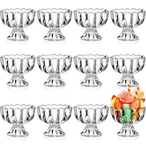 lot 5358 image: Glass Ice Cream Bowls Set Tulip Clear Glass Bowls 3.4-6.8 oz Footed Small Dessert Bowls Glass Dessert Cups for Dessert Sundae Trifle Fruit Salad Muffins Cake Pudding Cocktail (Clear White,12 Pieces)