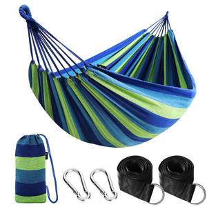 lot 5360 image: ANYOO Cotton Hammock Portable Camping Hammocks for Hanging Sturdy Garden Comfortable Fabric Hammock with Tree Straps Up to 660lbs with Travel Bag for Camping OutdoorIndoor Patio Backyard