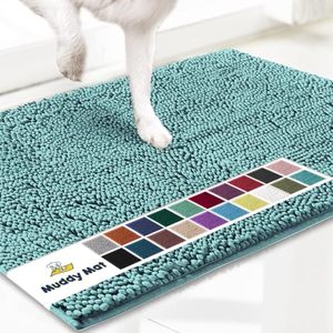 lot 5369 image: Muddy Mat� Shown on TV��Super Absorbent Microfiber Dog Door Mat for Muddy Paws, Non-Slip Washable Pet Rug, Quick Dry Chenille Entryway Carpet, Machine Washable Indoor Outdoor mat��Seafoam Green 35x24
