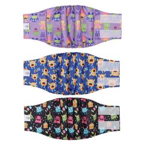lot 5370 image: CuteBone Dog Diapers Male Belly Bands 3 Pack for Male Dogs Reusable Puppy Wraps DM64L