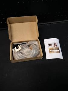 lot 6247 image: Gray Synthetic Hair Extension Set with Installation Guide