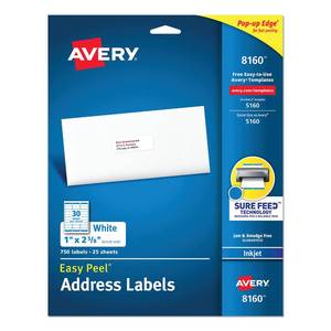 lot 6303 image: Labels 25 ea White Anniversary 8.5 X 11 (letter) AVERY