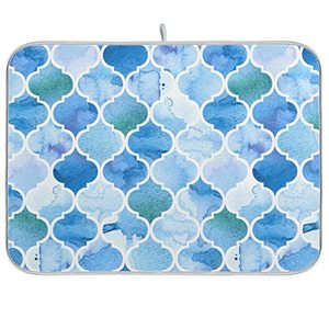 lot 6338 image: senya Super Absorbent Dish Drying Mat, Microfiber Fast-Drying Dish Mat, 24 x 18, Kitchen Dish Drying Pad, Watercolour Moroccan Background, 18x24in, (g295080316p523c558s1114)