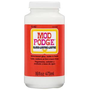 lot 6341 image: Mod Podge Gloss Sealer, Glue & Finish All-in-One Craft Solution- Quick Dry, Easy Clean, for Wood, Paper, Fabric & More. Non-Toxic - Craft with Confidence, Made in USA, 16 oz., Pack of 1