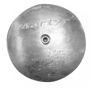 lot 6348 image: Martyr Anodes CMR03, Rudder  Trim Tab Disc Anodes, Stainless Steel Allen Head, .5 H x 3.75 OD x .34