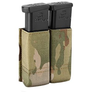 lot 6349 image: KRYDEX Double Pistol Mag Pouch Nylon 9mm with Quick Release Kydex Magazine Pouch Insert (Multicam)