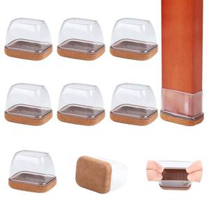 lot 6351 image: 8PCS Rectangle Chair Leg Floor Protectors with Felt, Small Silicone Chair Leg Caps for Hardwood Floors, Clear Outdoor Patio Flooring Protectors, Anti-Scratch, Fit Length 1.3-1.65, Width 0.63-0.87