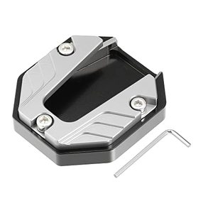 lot 6354 image: X AUTOHAUX Universal Motorcycle Kickstand Pad CNC Side Stand Foot Extension Support Plate Silver Tone