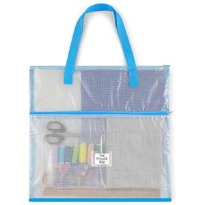 lot 6357 image: Cosblank 16.1x16.1inches Sew Project Bag Jumbo Sew Quilting Bag for Quilters and Crafter Portable and Organized Storage Mesh Vinyl Zipper Storage Pouch for Art and Wearable Craft(Blue)