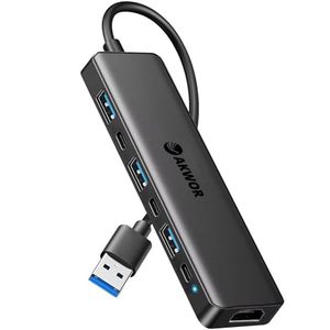 lot 6366 image: USB 3.0 to HDMI Adapter, USB 3.0 Hub with HDMI 1080P, USB 3.0, USB 2.0, USB C Data & Power Ports, USB Docking Station Extender for Monitor, PC, Laptop, Desktop Support Windows 781011 & Mac OS